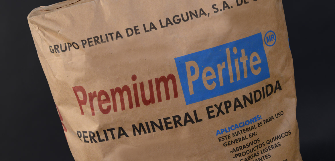 Presentación de vidrio natural de perlita premium perlite en saco